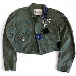 Riley 1880 vintage upcycled military cropped shacket